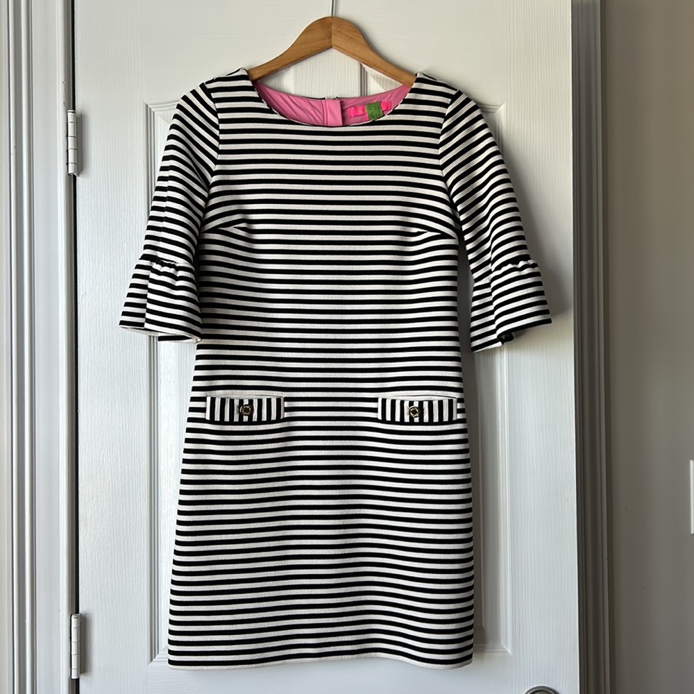 Lilly Pulitzer Alden Dress Coconut Ottoman Stripe - Picture 2 of 5